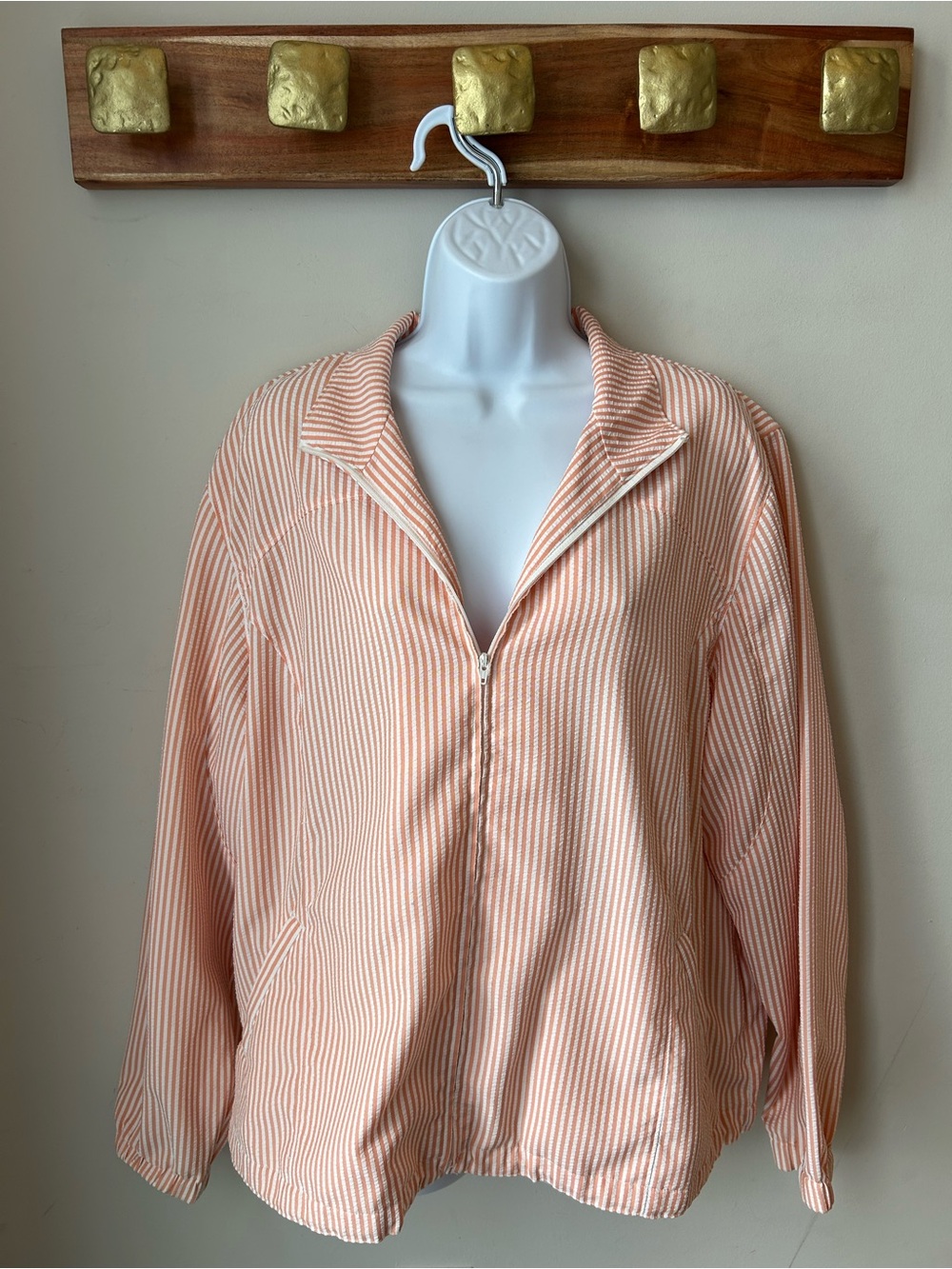 Orvis Peach & White Zippered Jacket - Golf Oversized XL